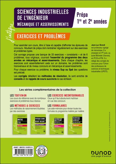 Sciences industrielles de l'ingénieur, mécanique et asservissements, exercices et problèmes: MPSI-PCSI-PTSI-MP-PSI-PT - exercices et problèmes - Image 2