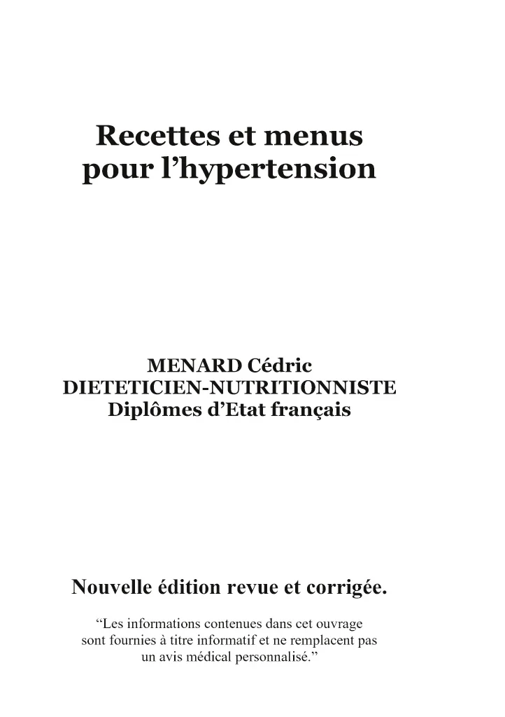 Recettes et menus pour l'hypertension. - Image 19