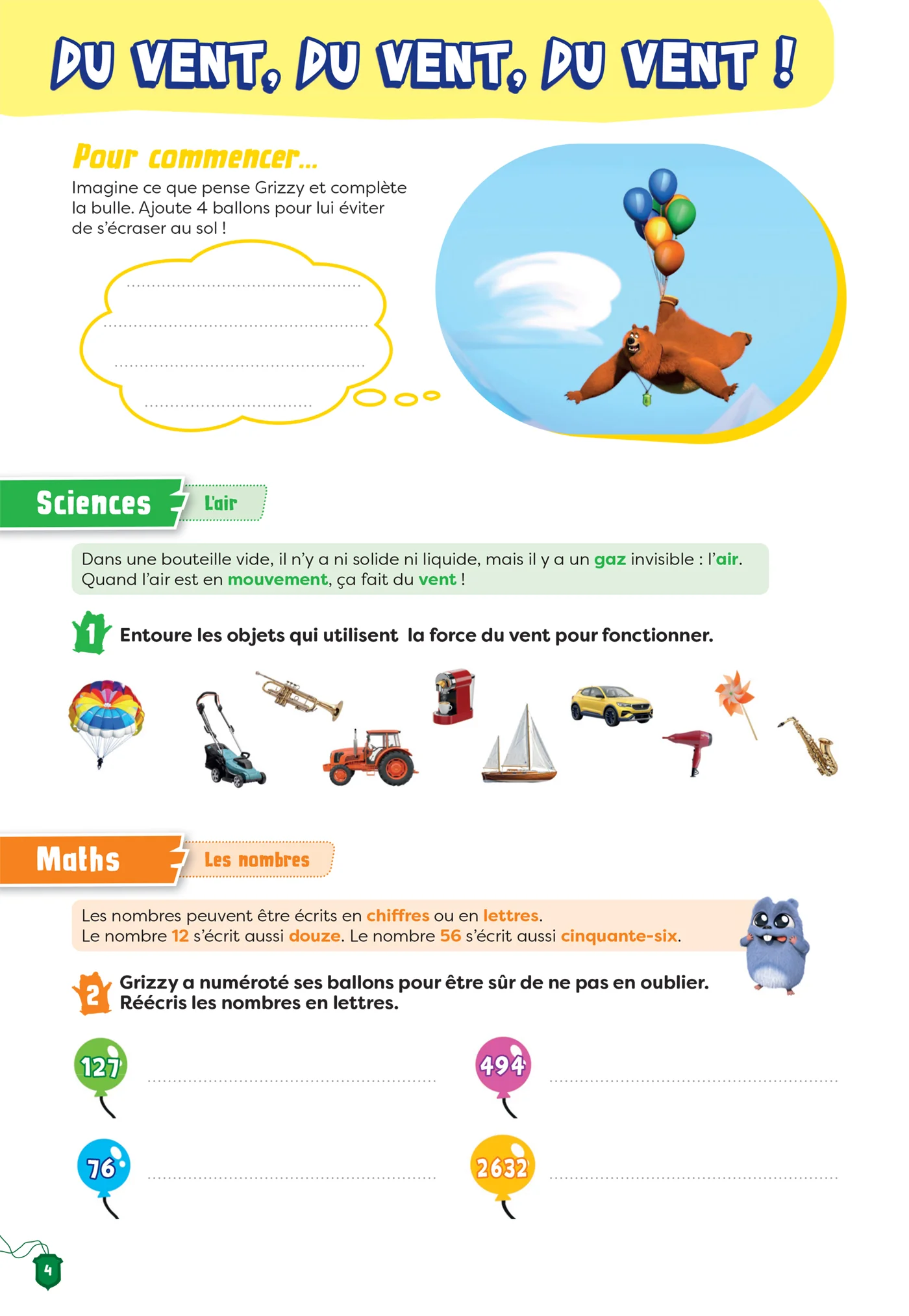 Cahier de vacances Grizzy et les lemmings - CE2 vers le CM1 - Image 6
