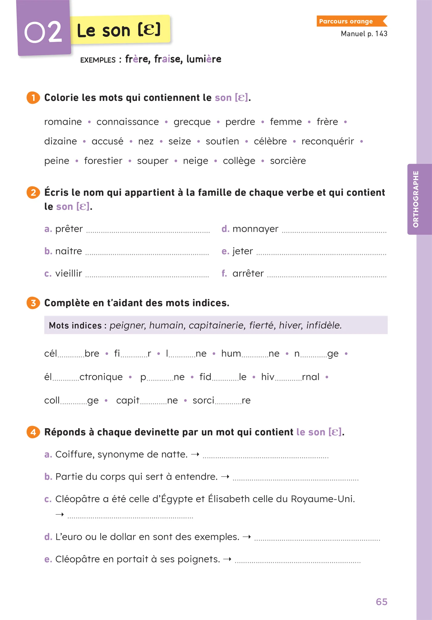 En route pour le Français - CM - Cahier de grammaire-orthographe - Parcours orange - Ed. 2026 - Image 12