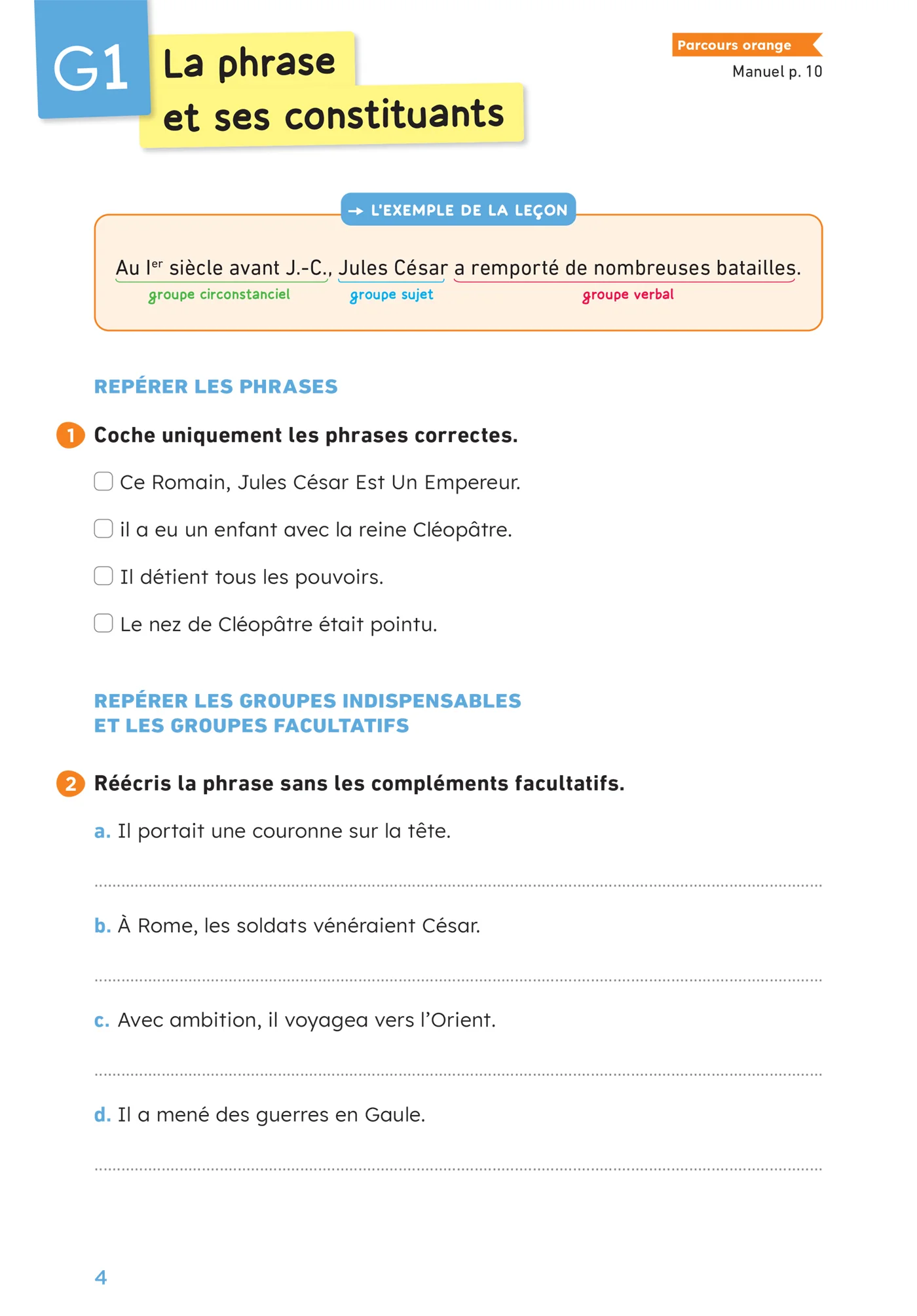 En route pour le Français - CM - Cahier de grammaire-orthographe - Parcours orange - Ed. 2026 - Image 7