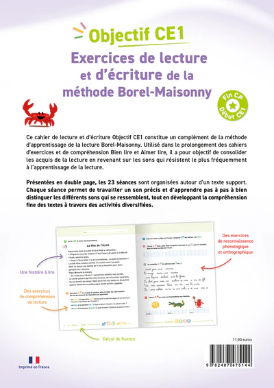 Objectif CE1 ! Exercices de lecture et d'écriture de la méthode Borel-Maisonny - Image 2